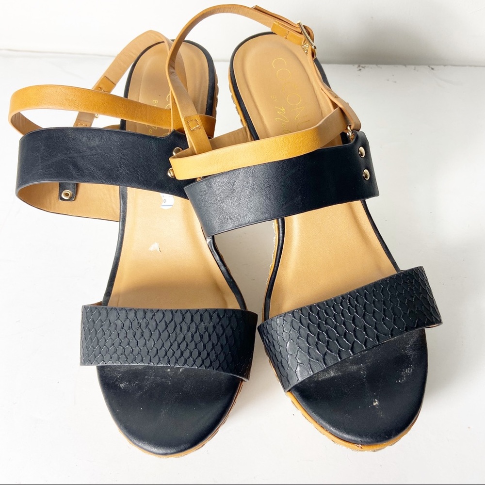 Coconuts Matisse Black Open Toe Strappy Wedges
